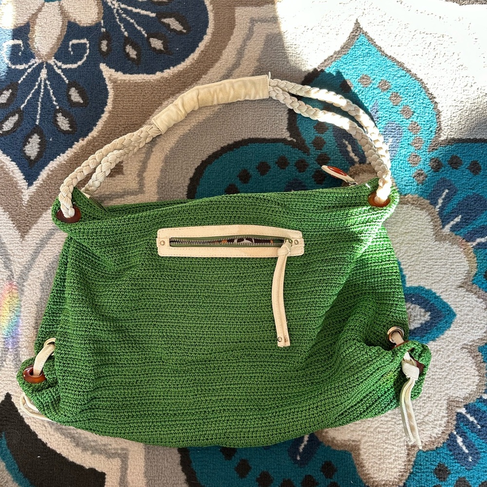 The Sak Green Woven Large Shoulder Bag